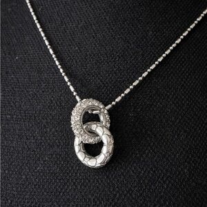 Brighton Interlocking Crystal & Textured Ring Necklace | Silver Tone Adjustable